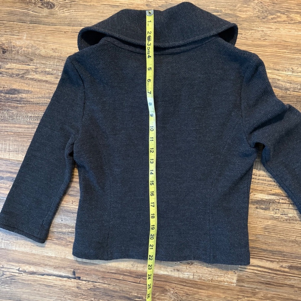 St. John Knit Blazer Jacket Womens 10 Charcoal Gray Black Portrait Collar LUXE - Picture 9 of 12